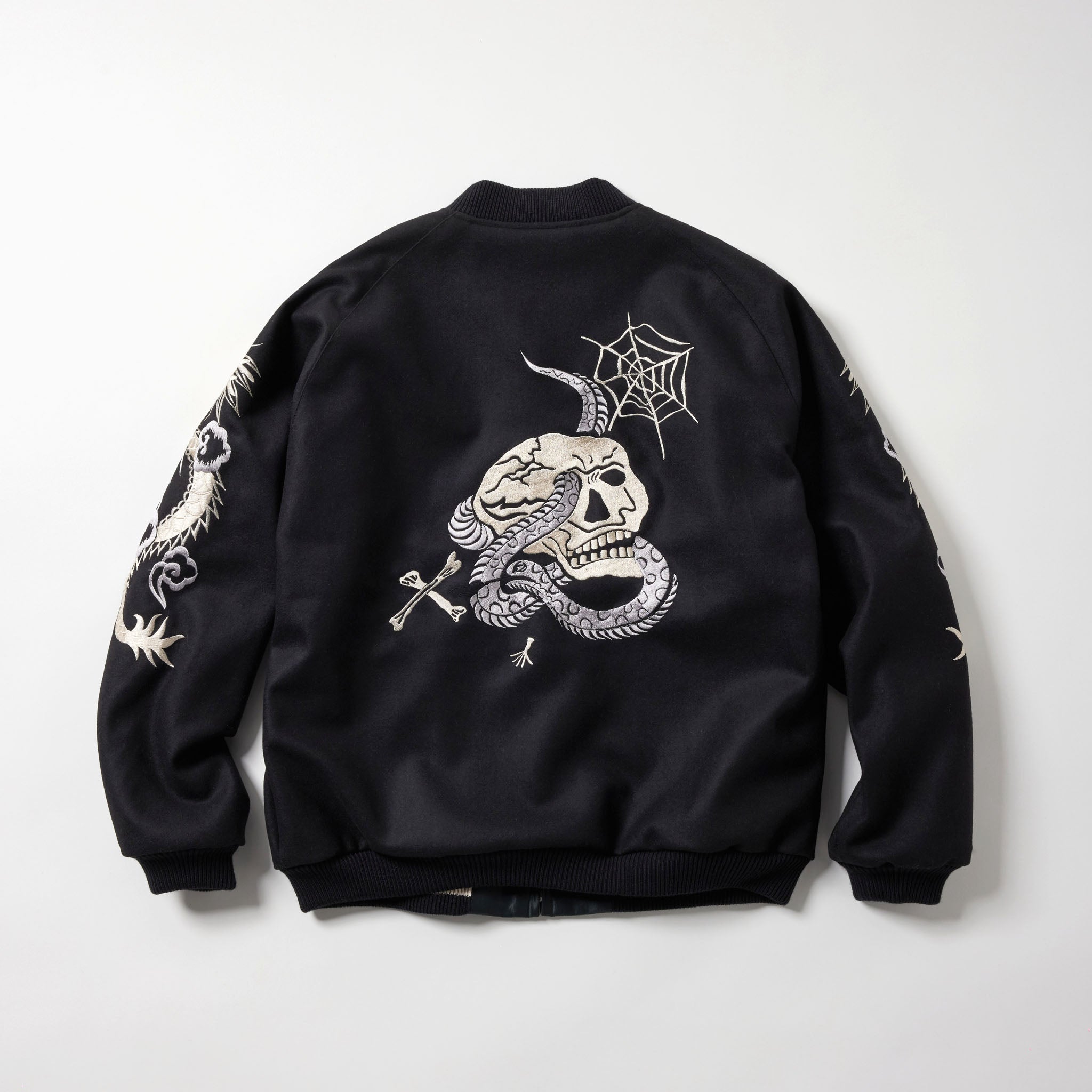 WOOL MELTON ×ACETATE SOUVENIR JACKET “SKULL” 15671 – TIME AFTER TIME