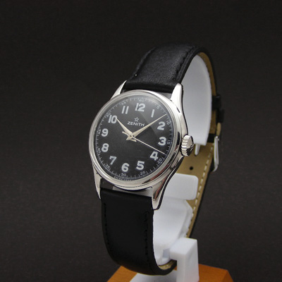 ゼニス アラビア数字インデックス黒文字盤 分解掃除済み アンティーク