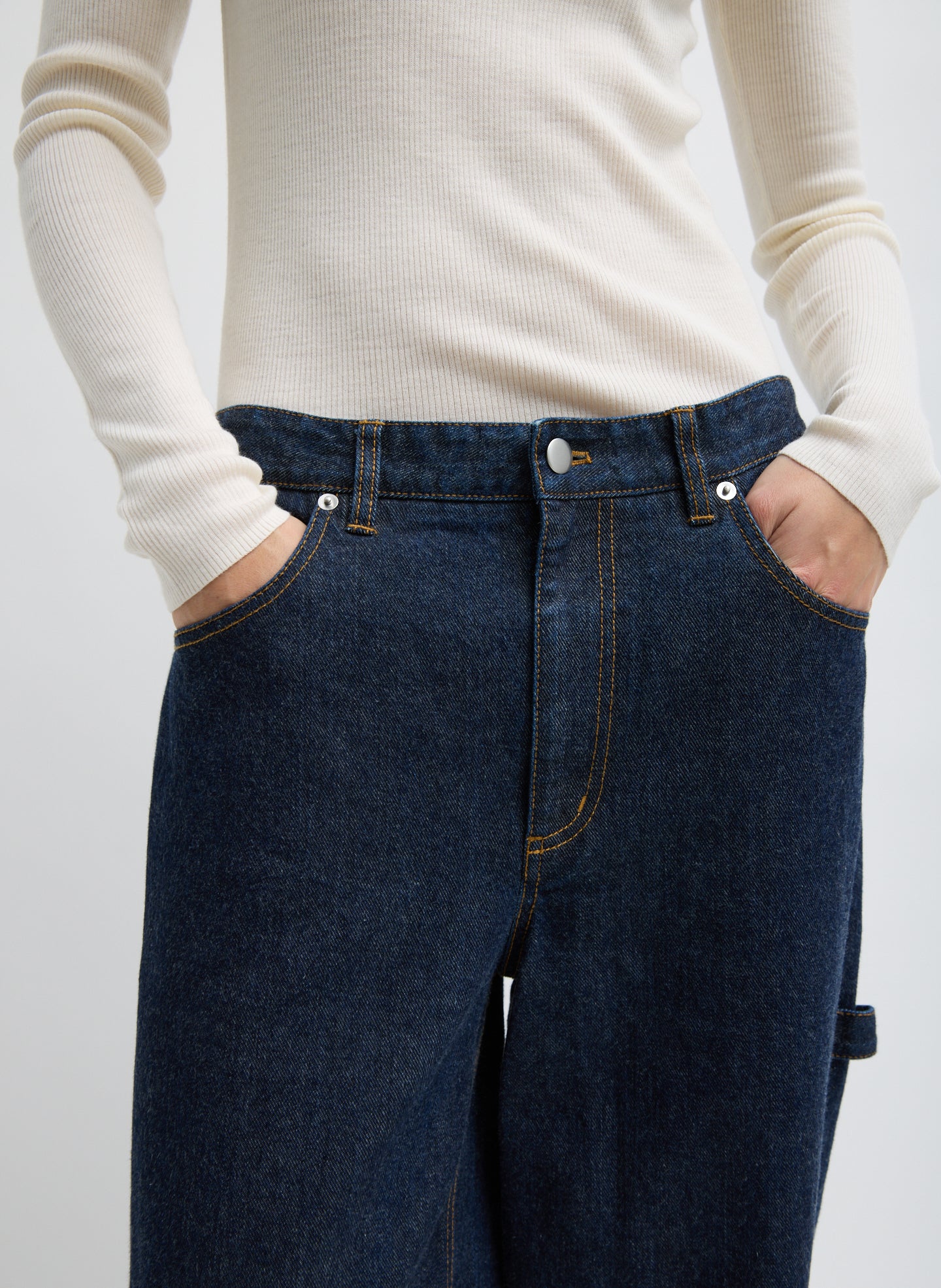 Indigo Denim Slouchy Carpenter Jean – Tibi Official
