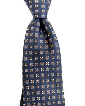 E. Marinella Tie Black Brown Gold Geometric Print SALE Sartorial