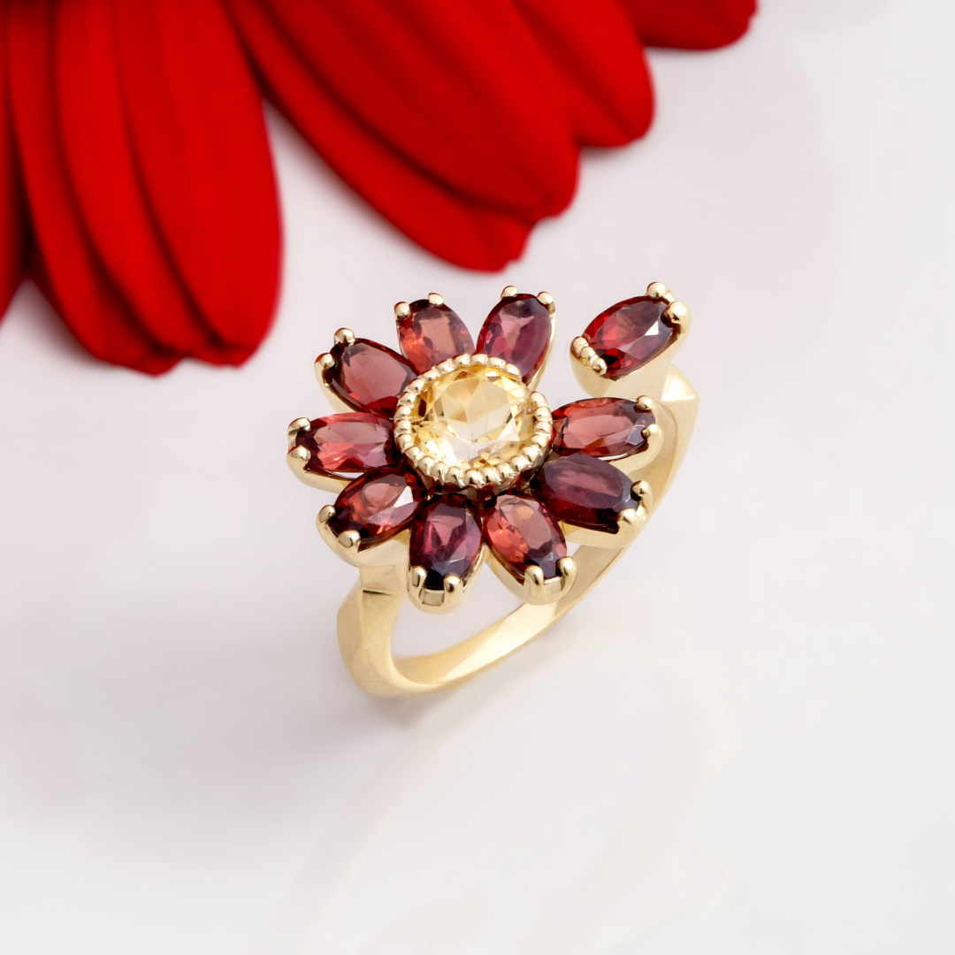 ガーベラK18花占いリング指輪｜11月誕生石×11月誕生花