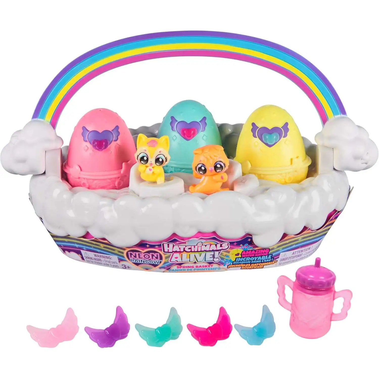 Hatchimals Alive Neon Rainbow Spring Basket Mystery Pack Spin