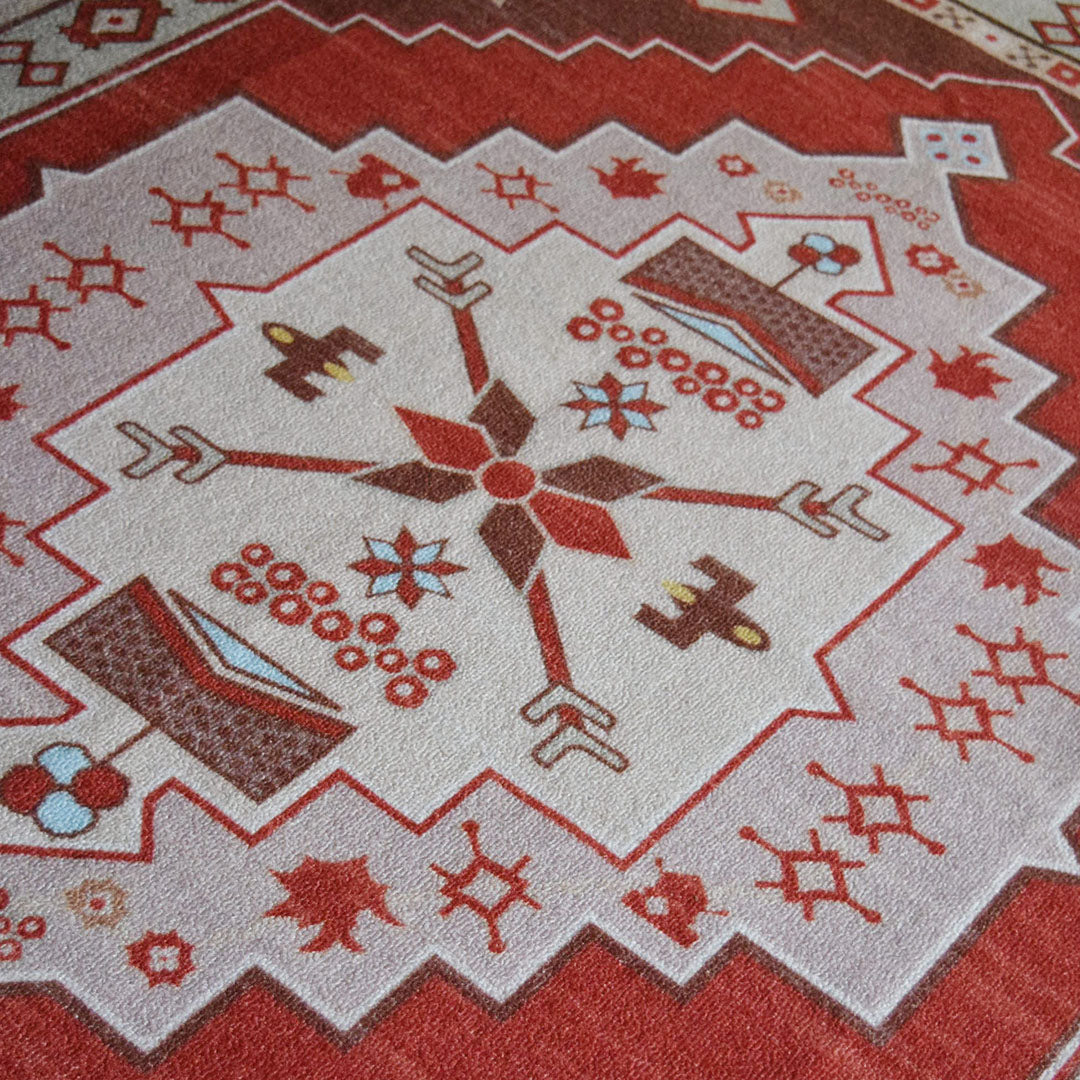 ヴィンテージ風ラグ TOCORU Series アナトリア ループ レッド– ラグと