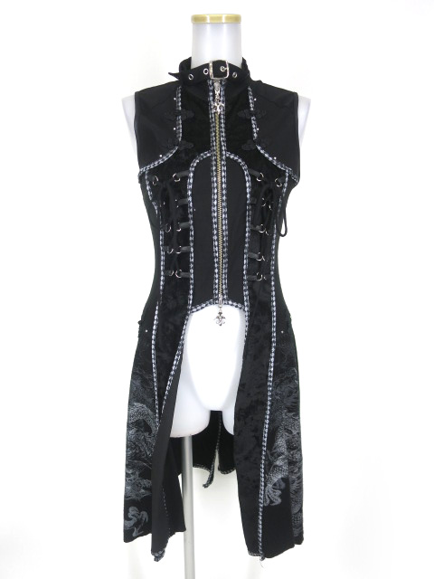 Ozz Croce 龍プリントニット切替ロングベスト オッズオン オッズ