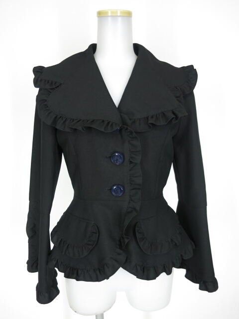 Moi-meme-Moitie 燭台ボタンフレア袖フリルジャケット モワメーム