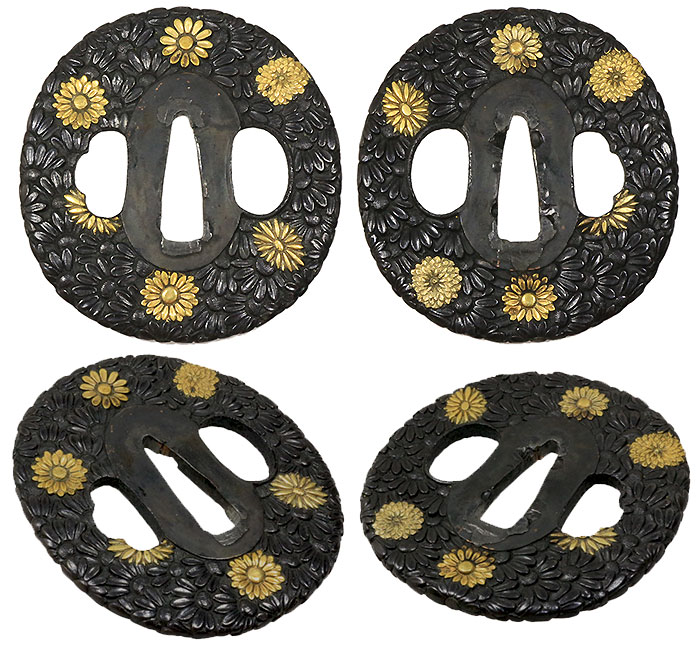 日本刀の鍔・赤銅地菊尽 鐔｜日本刀・刀剣販売店・東京【十拳】