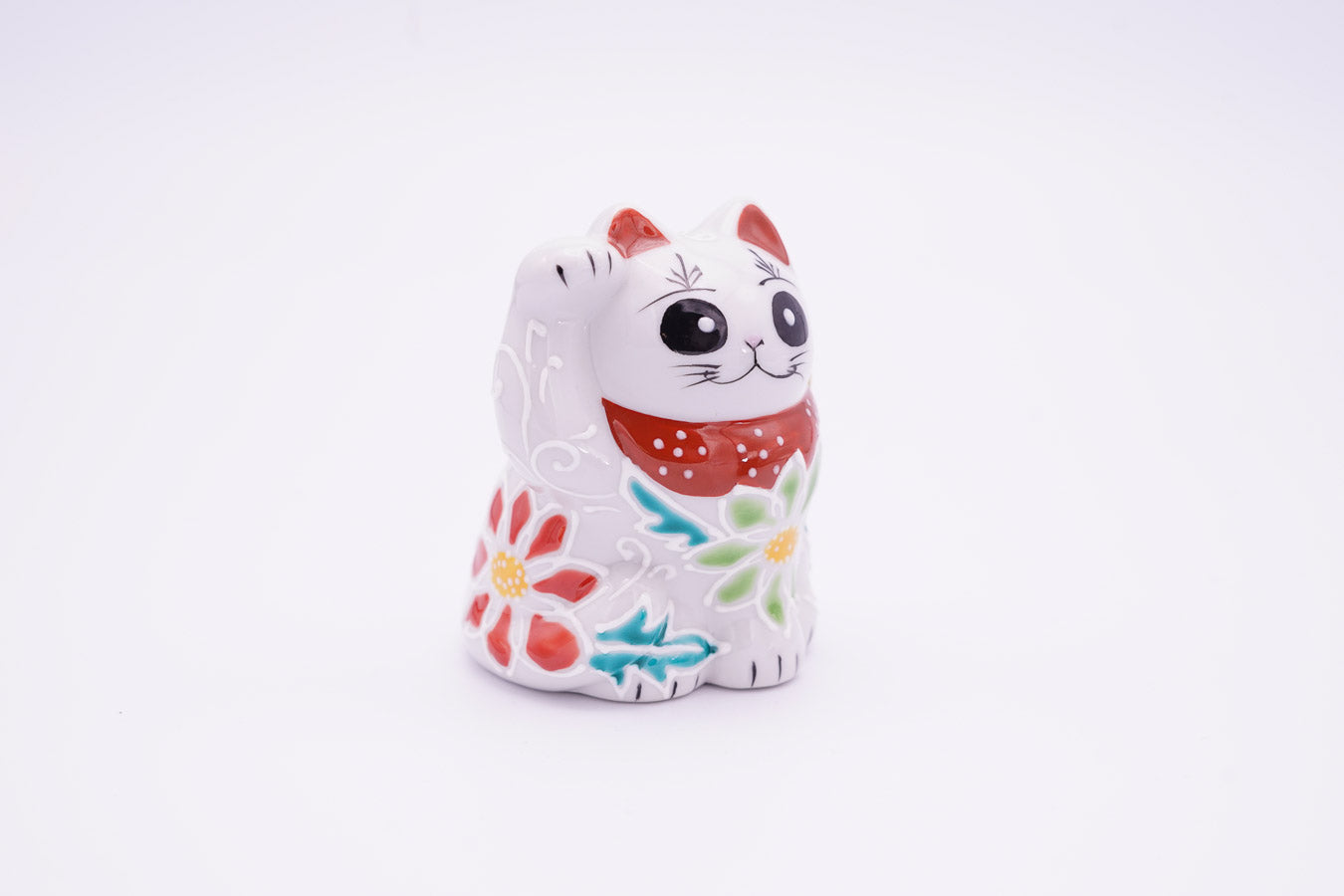 招き猫 3.2号｜花盛 右手【絵付：伝統工芸士 相川志保】 – 米田陶香堂