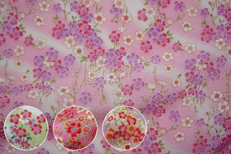 金彩ちりめん生地販売 霞に桜柄の生地通販の都香庵