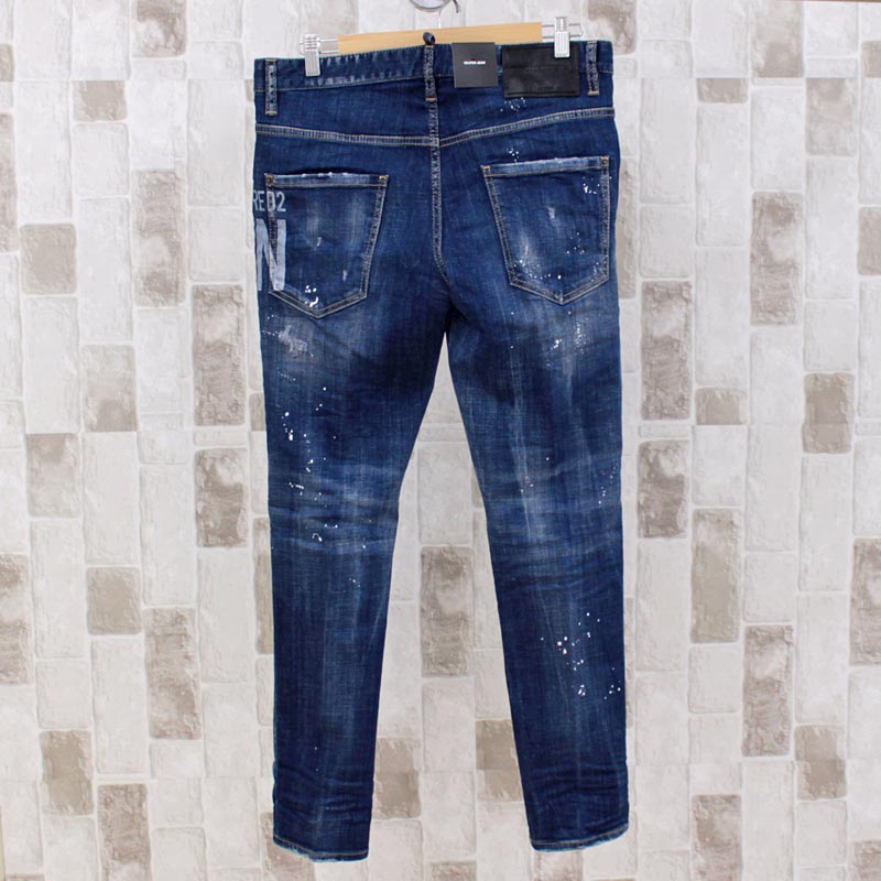 DSQUARED2 ディースクエアード DSQ2 Iconペイントボタンフライデニム