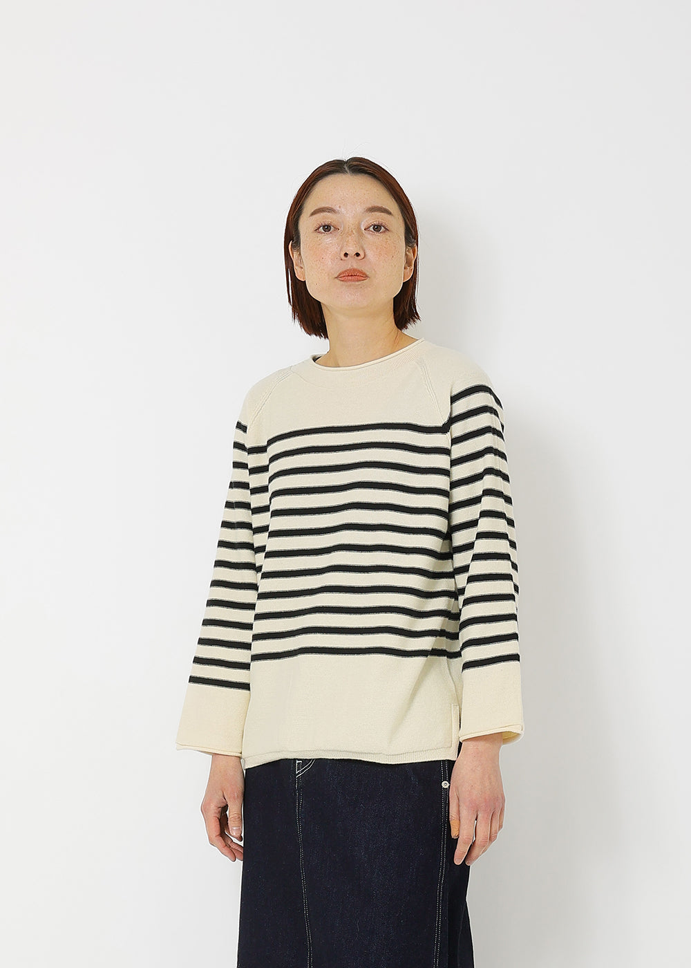 コットンカシミヤボーダーニット│to touch