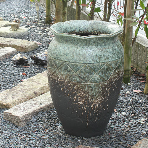 楽天市場】【ポイント10倍】信楽焼 大型 フラワーベース 灰釉 窯変 18