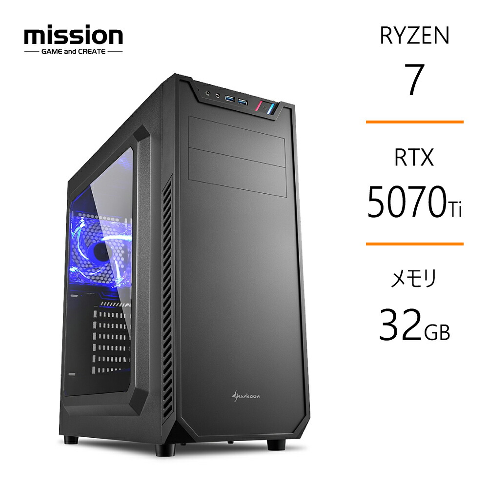 楽天市場】ゲーミングPC Ryzen7 5700X RTX5070Ti メモリ32GB SSD1TB