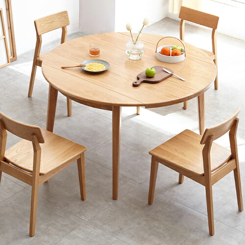 楽天市場】ダイニングテーブル 折りたたみ 丸 無垢材 オーク材 単品 5