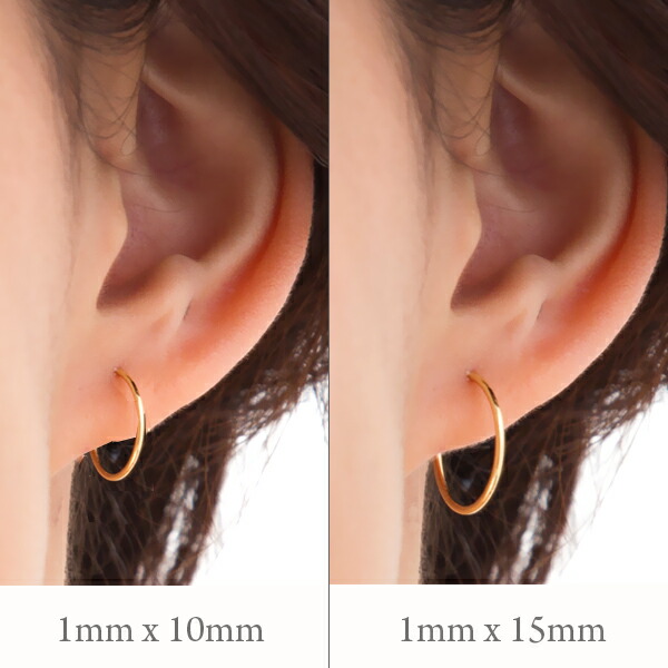 楽天市場】K18 18k 18金 パイプ フープ ピアス 1.0mmx10mm【1個販売