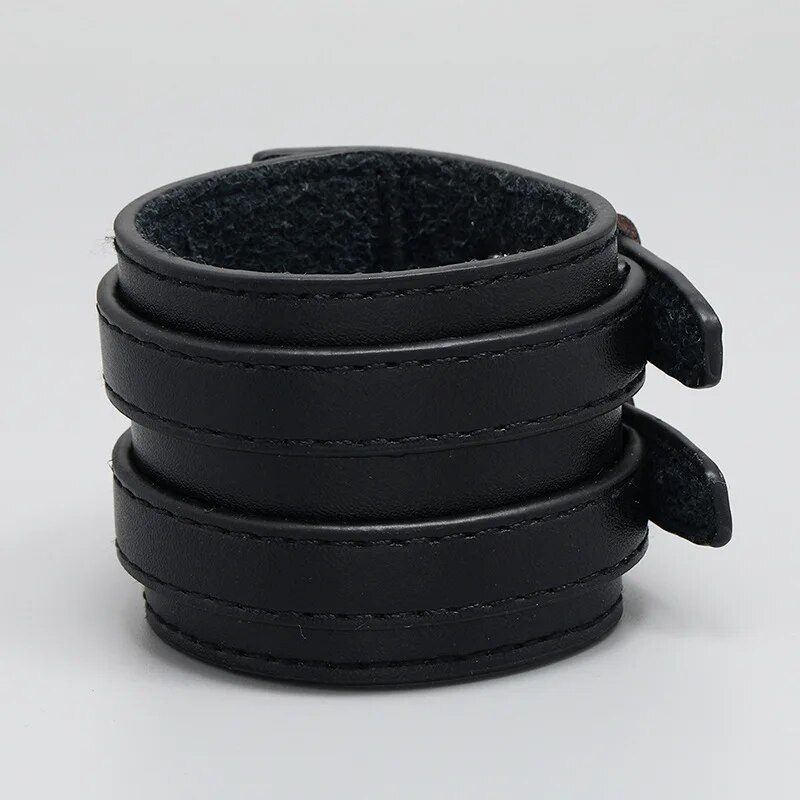 楽天市場】ダブルバックルブラックレザーブレスレット 黒色 手首