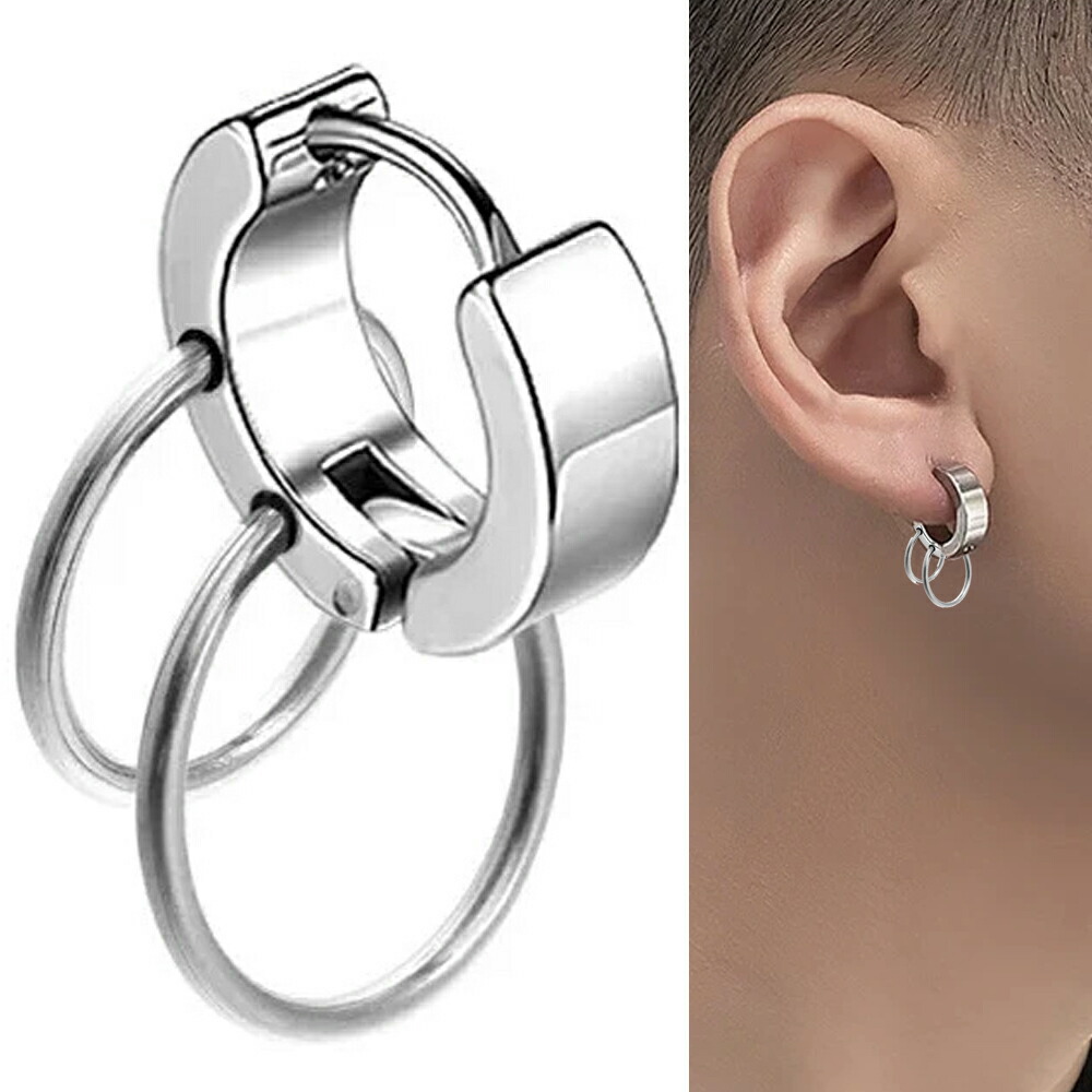 楽天市場】ダブルリングフープピアス 1個販売 18G 18ゲージ サージカル