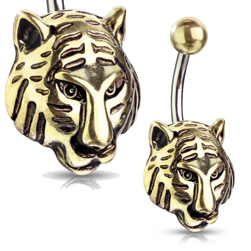 楽天市場】[14G 臍ピアス 面白い] タイガー へそピアス 14ゲージ