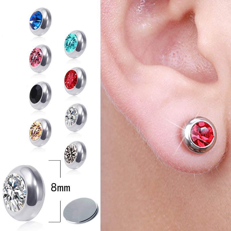 楽天市場】丸台座ジュエルステンレスマグネットピアス 1個販売 片耳