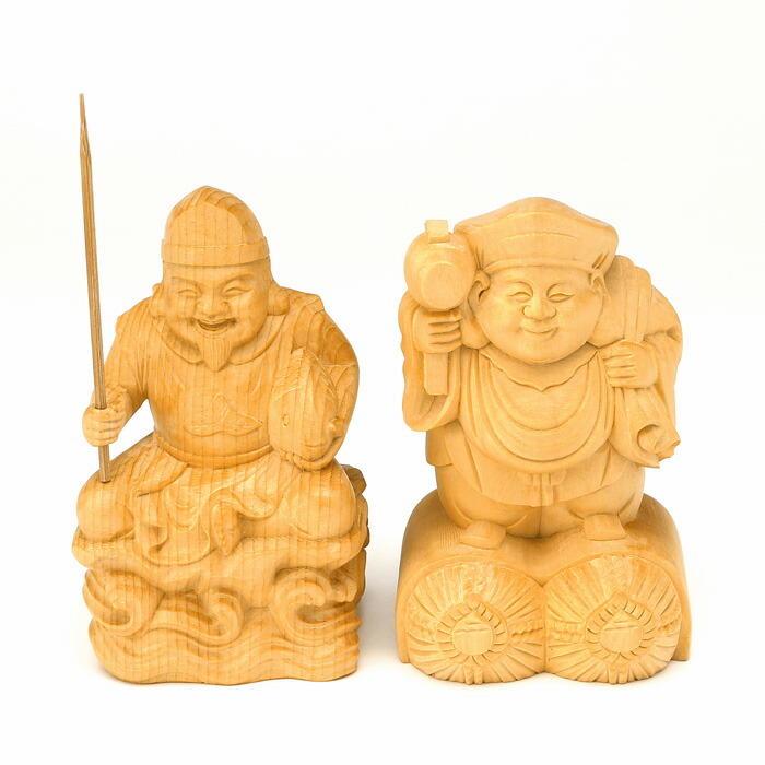 楽天市場】【 伊勢 宮忠 】【 木彫 えびす様・大黒様 二福神 No.4