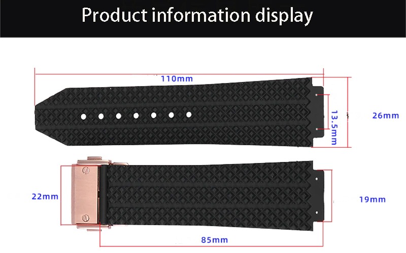 楽天市場】ウブロ 互換 ラバーベルト ブラック 26x19x22mm バックル