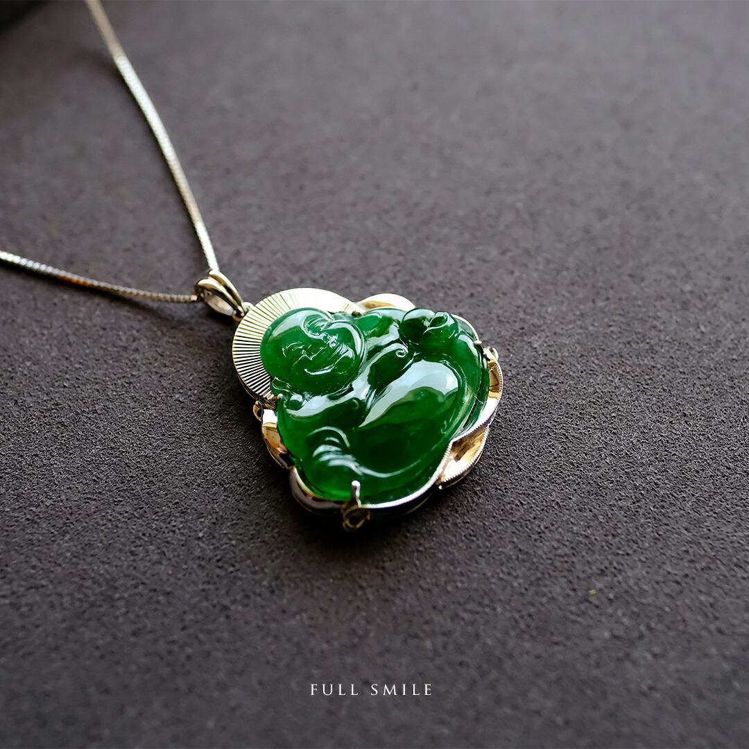 楽天市場】翡翠 (ヒスイ) × K18WG ペンダントトップ 『FULL SMILE