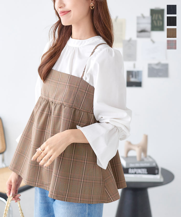 楽天市場】 ストライプ柄 or チェック柄 キャミトップス レディース