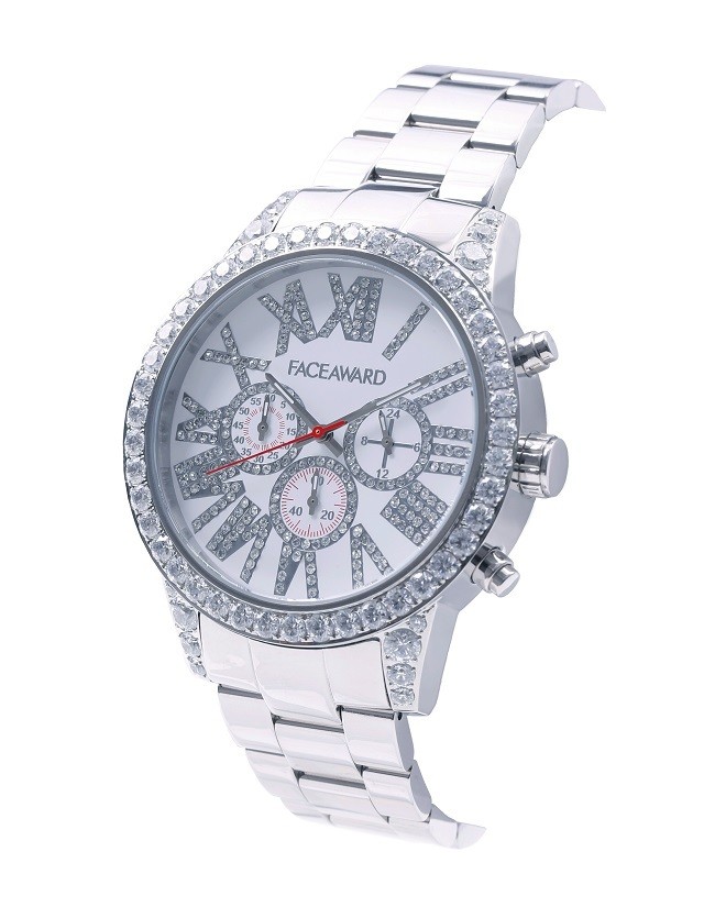 楽天市場】腕時計 ビックフェイス スワロフスキー ジルコニア クロノ