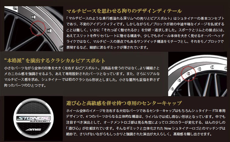 楽天市場】STEINER シュタイナー FTX 18インチ 7.5J 48 5-100 ホイール