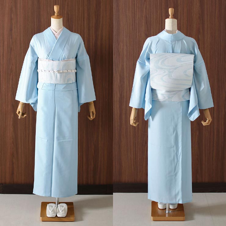 楽天市場】[夏きもの] 洗える 夏着物 絽 江戸小紋 毛万筋 空色 M L