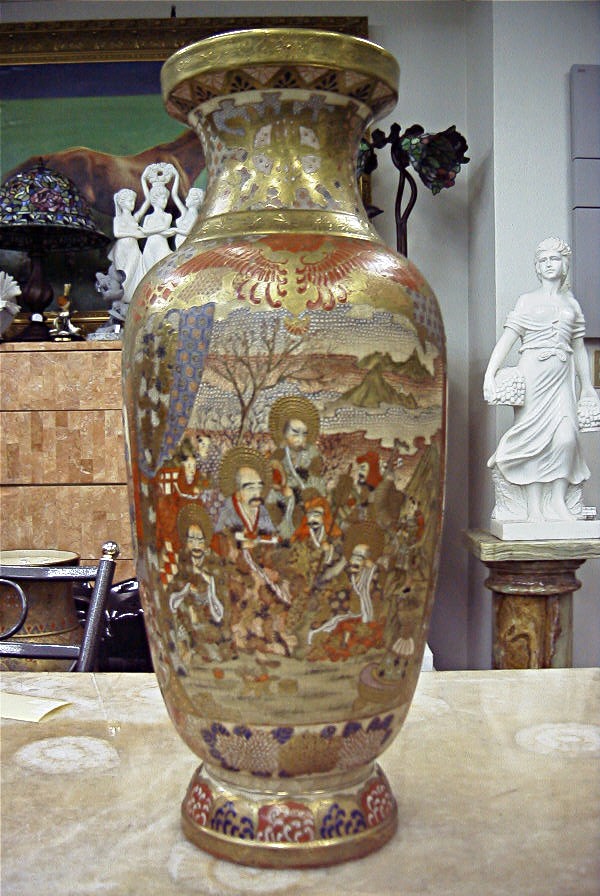 楽天市場】薩摩焼 金彩色絵 人物図 飾り壺 美術品 金襴手 高さ約62cm