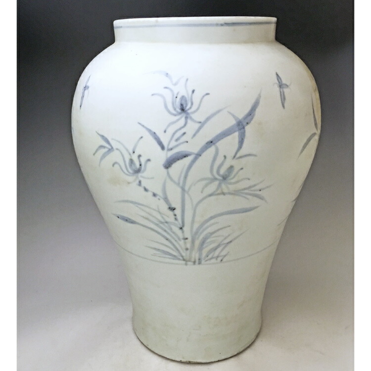 楽天市場】李朝 青花草花文壺 全高38cm 韓国 朝鮮 陶磁器 希少 花瓶