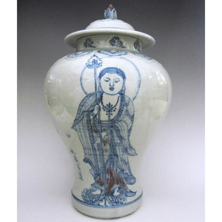 楽天市場】李朝 青花仏文蓋付壺 全高36cm 韓国 朝鮮 陶磁器 希少 地蔵