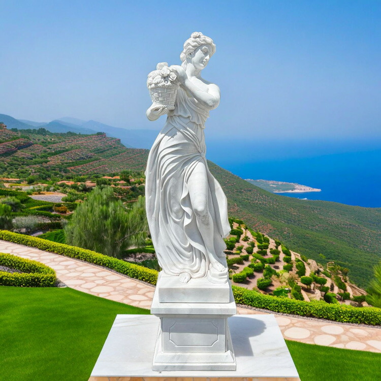 楽天市場】天然大理石彫刻 花かごを持つヴィーナス (春) H200cm 四季