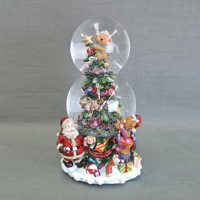 楽天市場】「ベアツリースノードーム クリスマス置物 手動オルゴール付