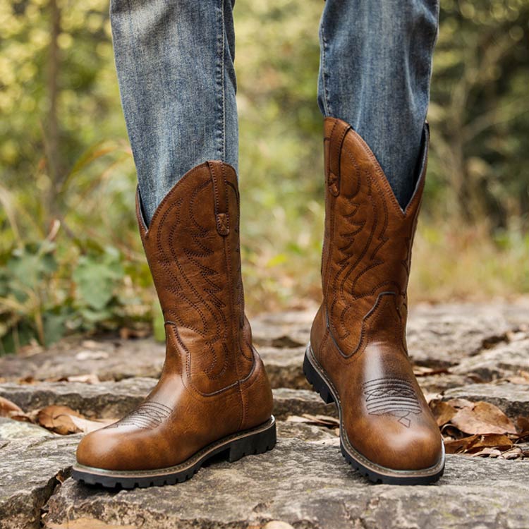 楽天市場】ウエスタンブーツ メンズ フロントスリット 刺繍入り