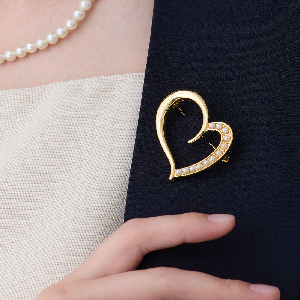 楽天市場】【スーパーセール！】 ブローチ ハート 日本製 K18GP パール