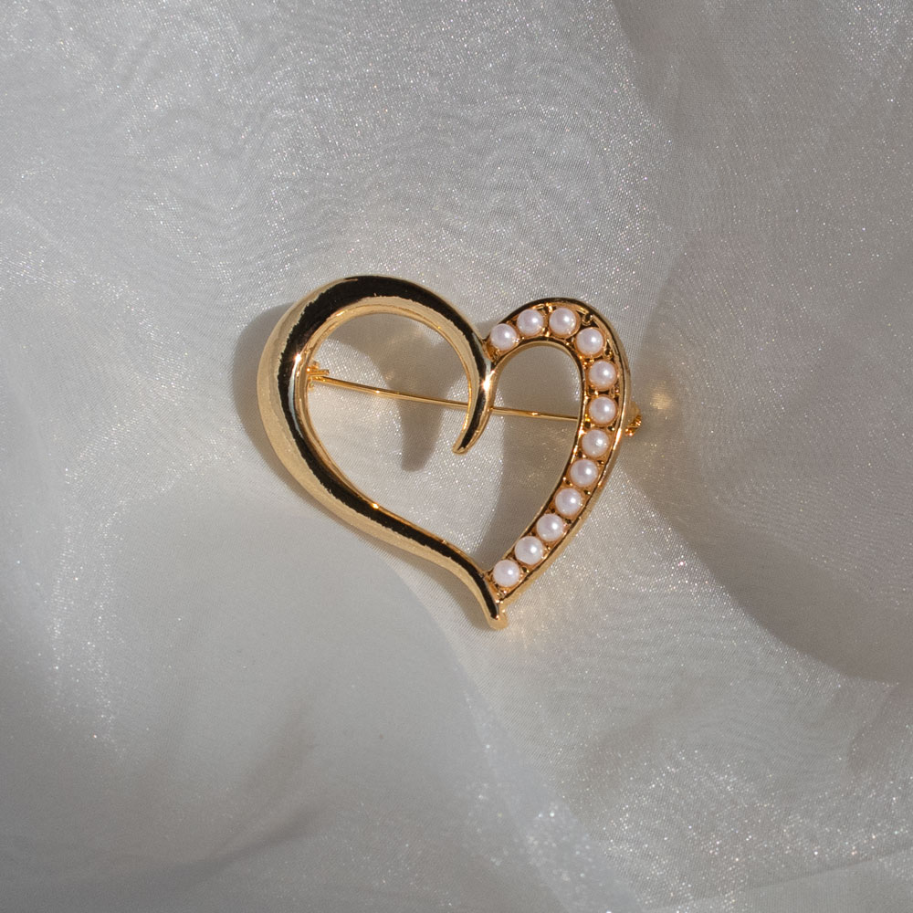楽天市場】【スーパーセール！】 ブローチ ハート 日本製 K18GP パール