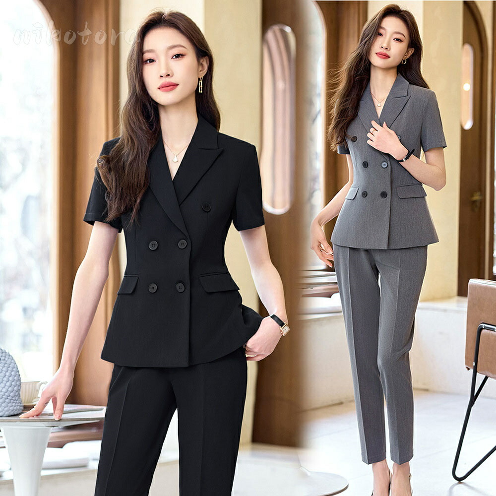 楽天市場】セットアップ ダブルブレスト 半袖テーラードジャケット+