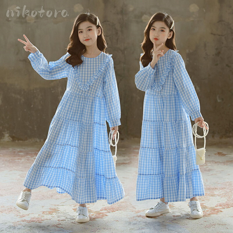 楽天市場】チェックシャツワンピース 子供ドレス 長袖 ロング