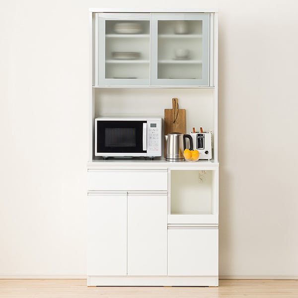 楽天市場】[幅90cm] キッチンボード (レジューム 90AG-S WH/90TL-R WH