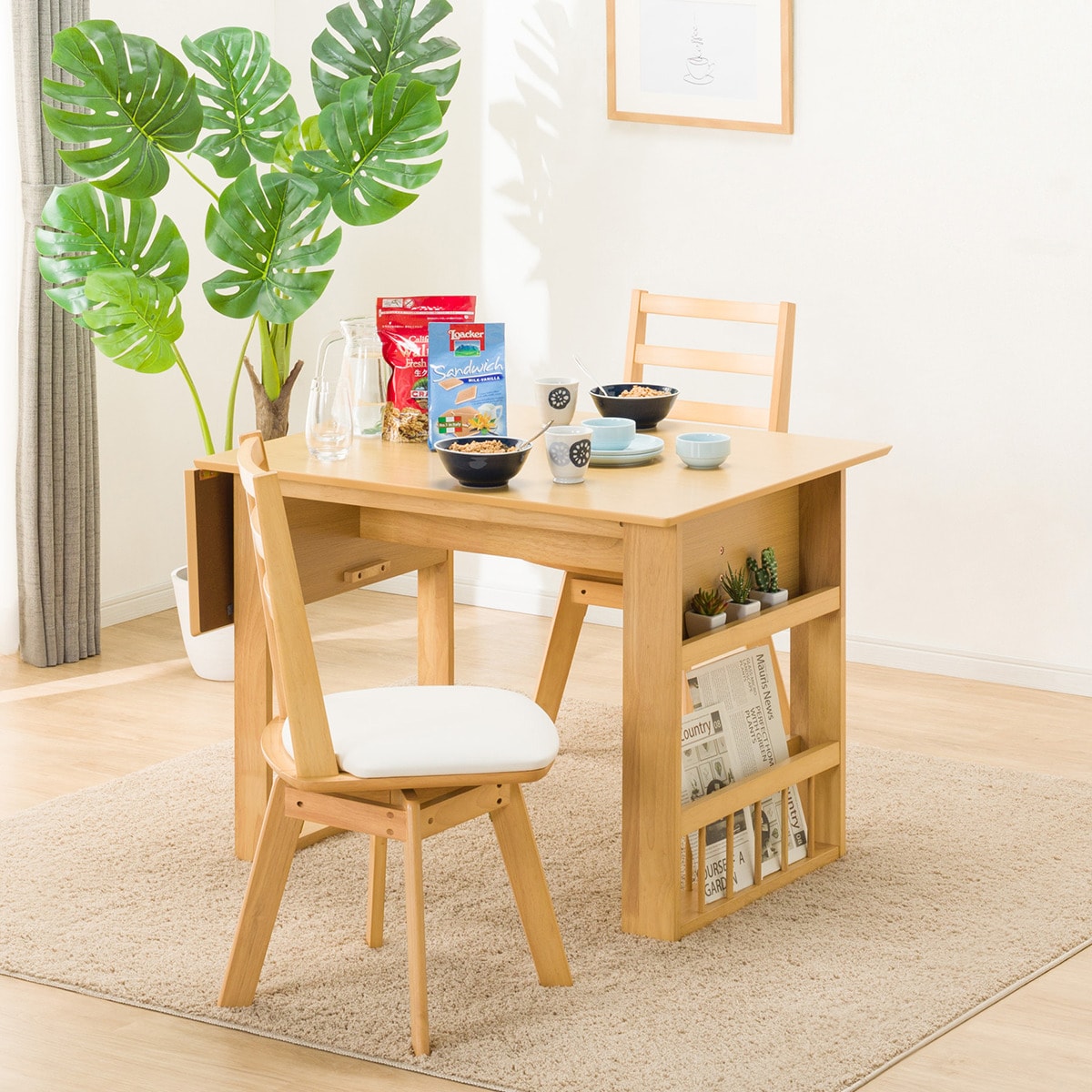 楽天市場】伸長式ダイニングテーブル3点セット (DTロピア2LBR/DCロピア