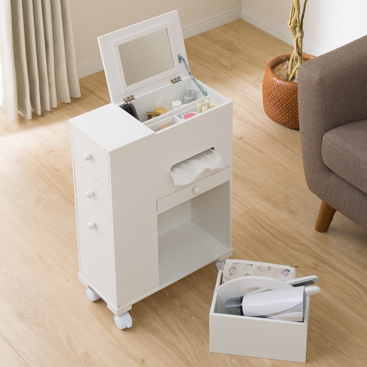 楽天市場】ドレッサーにもなるメイクワゴン ニトリ メーカー直送・送料
