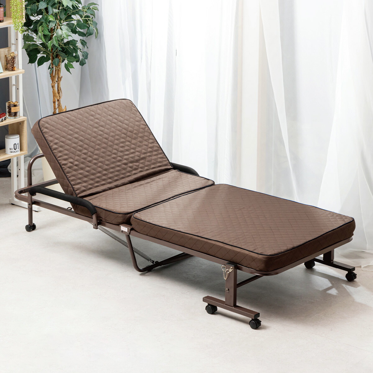 楽天市場】コンパクトセミショートシングル折りたたみベッド （幅84