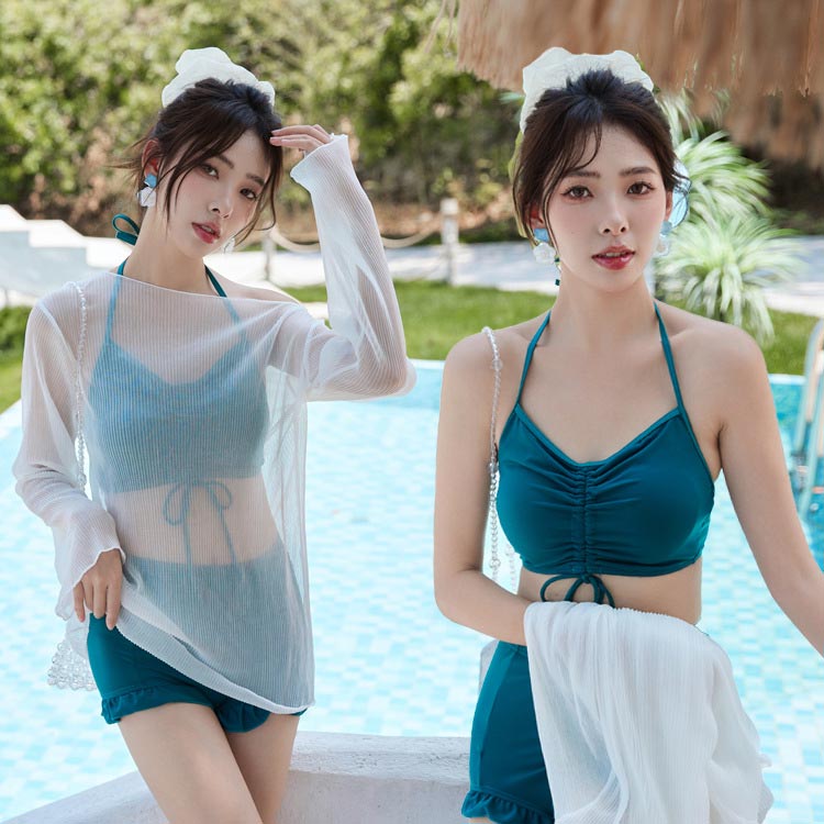 楽天市場】水着 3点セット ビキニ セパレート ラッシュガード シアー