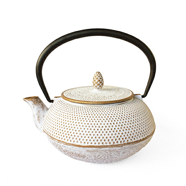 楽天市場】南部鉄器 急須 鉄婚式 白×ゴールド 霰 0.6L / かわいい