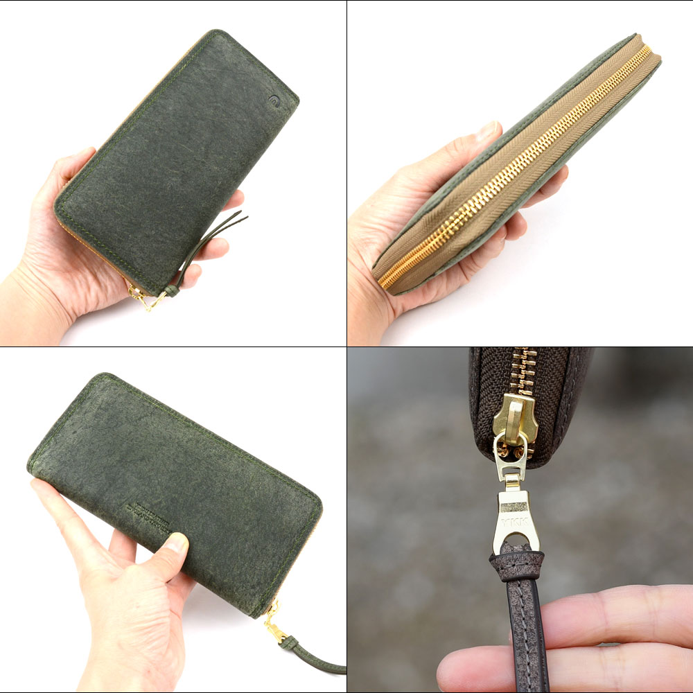 kudu革長財布 スエード ケース付き 2点セット キャメルカラー 一点物