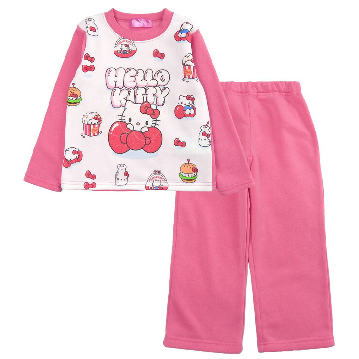 楽天市場】ハローキティ 裏起毛 蓄光 パジャマ 上下セットアップ