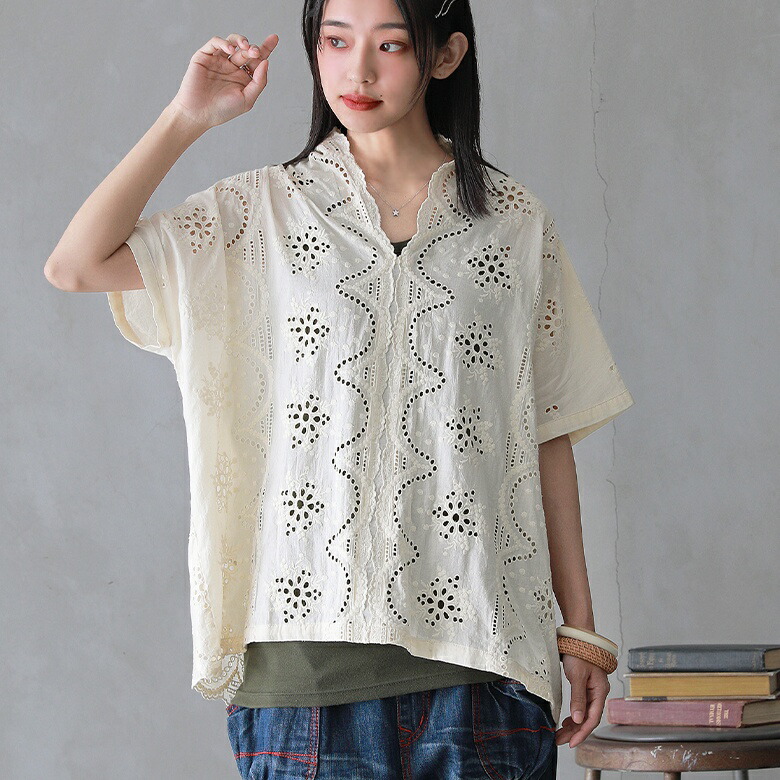 楽天市場】『スカラップ刺繍ブラウス』[somari imagination シャツ