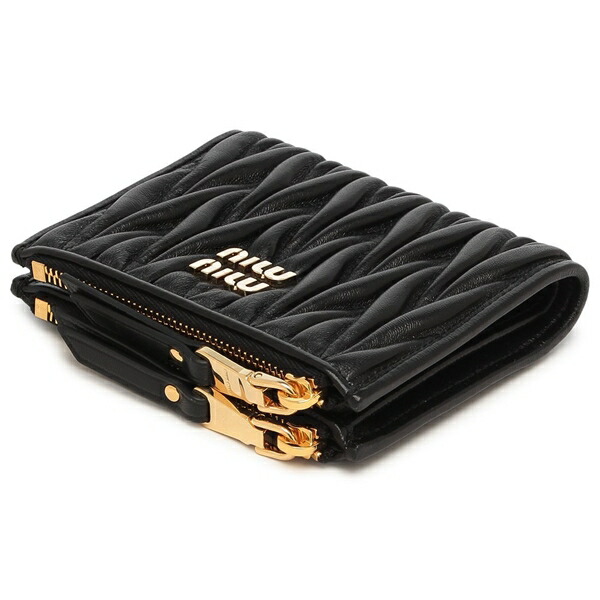 楽天市場】ミュウミュウ 二つ折り財布 マテラッセ ブラック ゴールド