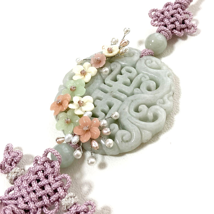 楽天市場】翡翠と淡水パールの高級フラワーノリゲ パープル□norige-h